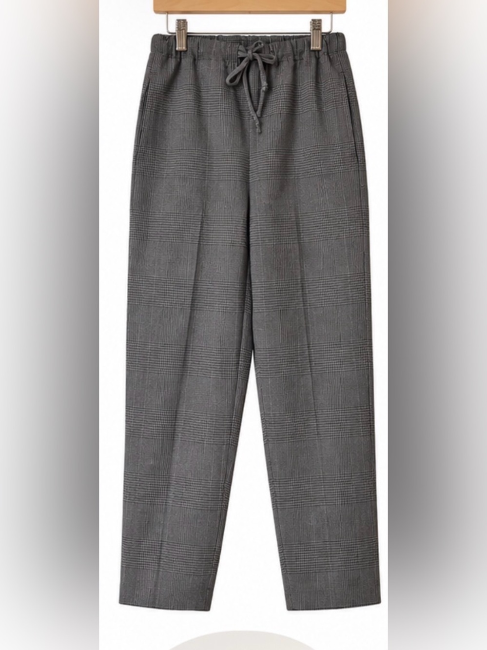 Babaton Gray Glen Plaid Drawstring Trousers